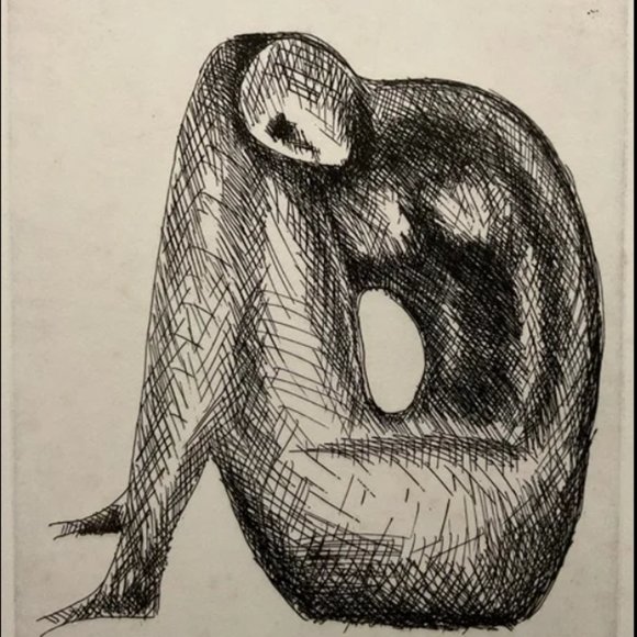 Other - Vintage Framed Pencil Signed Limited Edition Abstract Surrealist Figure Etching